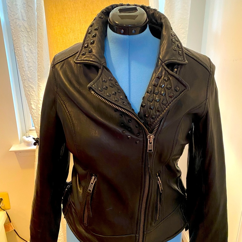 Motorcycle styled leather jacket